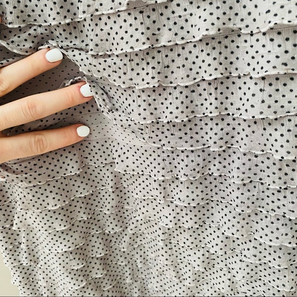 Lush Polkadot Ruffle Dress Black/Gray Sz Medium - Picture 5 of 9